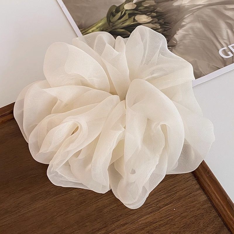 Super fairy solid color mesh simple forest style large intestine headband, high-end feeling, tie headband, elegant and versatile headband hair accessory