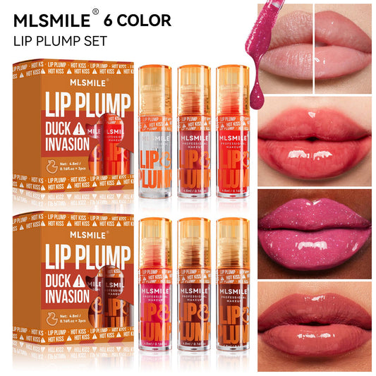 3PCS MLSMILE Lip Gloss Set Duck Mouth Fruit Fragrance Lip Plump Set Lip Oil Moisturizing Mirror Gloss Lip Gloss Beep Lip Glaze Set Lipsticks Set Gift Box