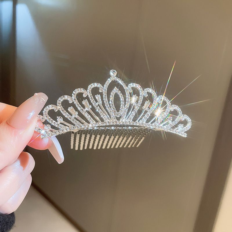 Diamond studded flower, leaf, hair headband, princess birthday atmosphere, crown headband, light luxury, fashionable and high-end feeling