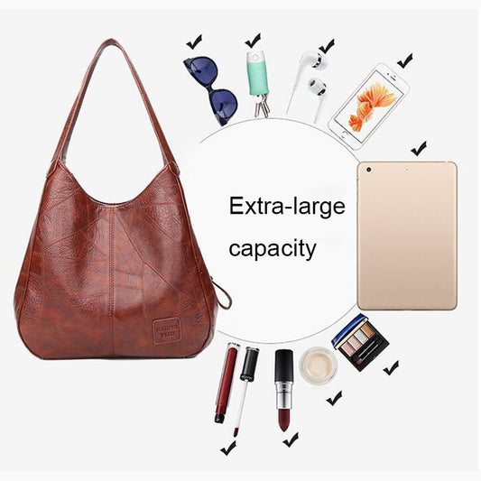 Soft Leather Large Bags Women's Luxury Handbags Lady Shoulder Bags Female Large-capacity Bags Fashion PU Waterproof Tote Bags