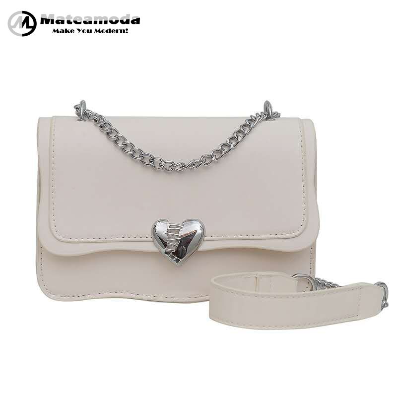 Mateamoda Elegant Quilted Sling Bag with Silver Chain Strap Crossbody Bag