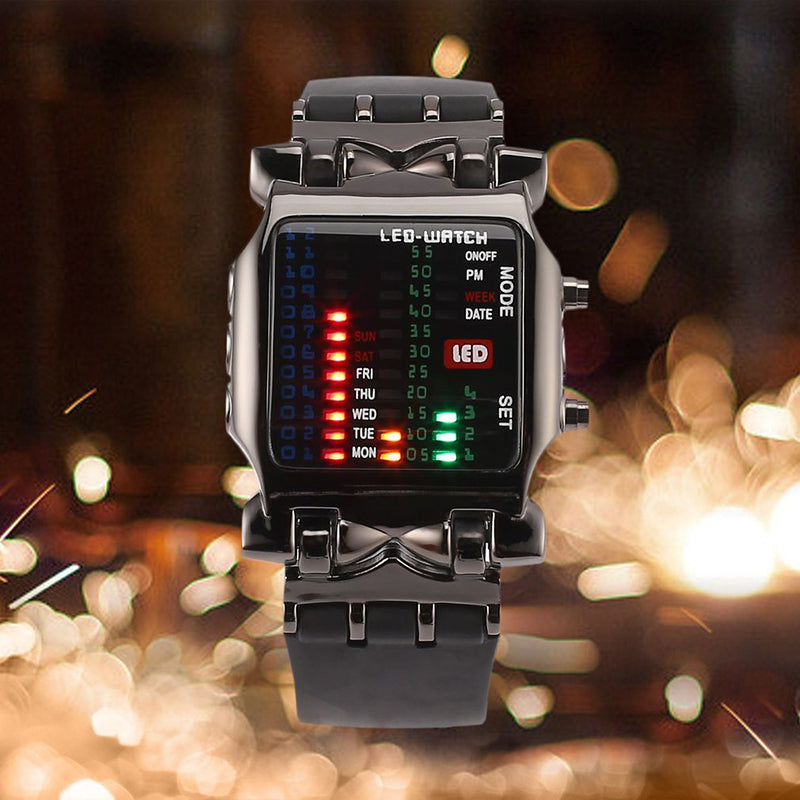 New Watches Multifunctional Popular Square Dial Unisex Binary LED Digital Watches Rubber Band Casual Sport Outdoor Wrist Watch Luminous Smartwatch For Men Women Smart Bracelet Gifts