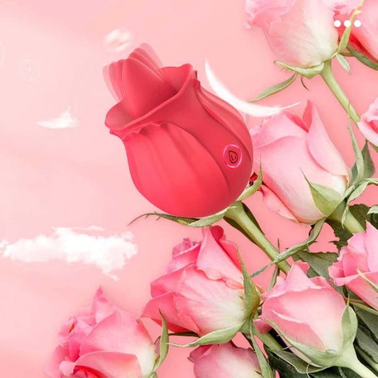 Rose Tongue Licking Vibrator Sex Toy Clitoral Sucker Clit Nipples Anal Stimulator Compact Adult Foreplay Solo Play Game Masturbation Gift for Women Ladies Couples
