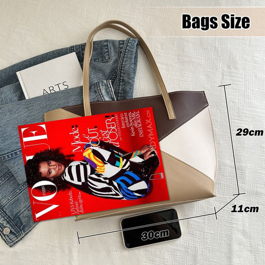 2 In 1 Ladies Handbags Pouch Bags Set Large Capacity Tote Bag Small Bag PU synthetic leather Color-Block Bag