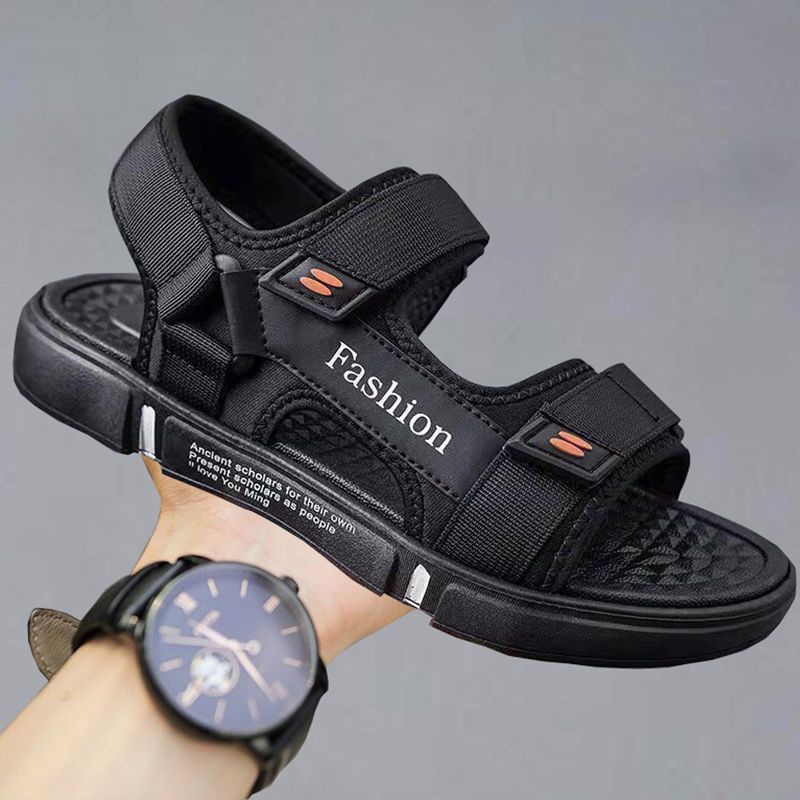 ASSKLO Large Size Men's sandals New fashion summer men's wear-resistant non-slip anti-odor driving shoes can soak couple beach shoes open shoes Black Grey shoes