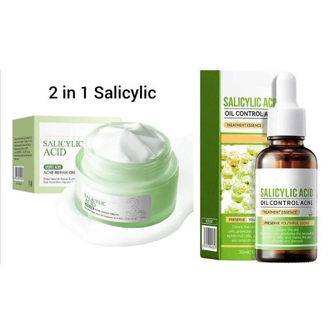 Refreshing Salicylic Acid Cream + Serum For Face Shrink Pores, Gentle Exfoliating, Salicylic Acid For Anti Acne, Pimple, Spot, Blackhead Salicylic...