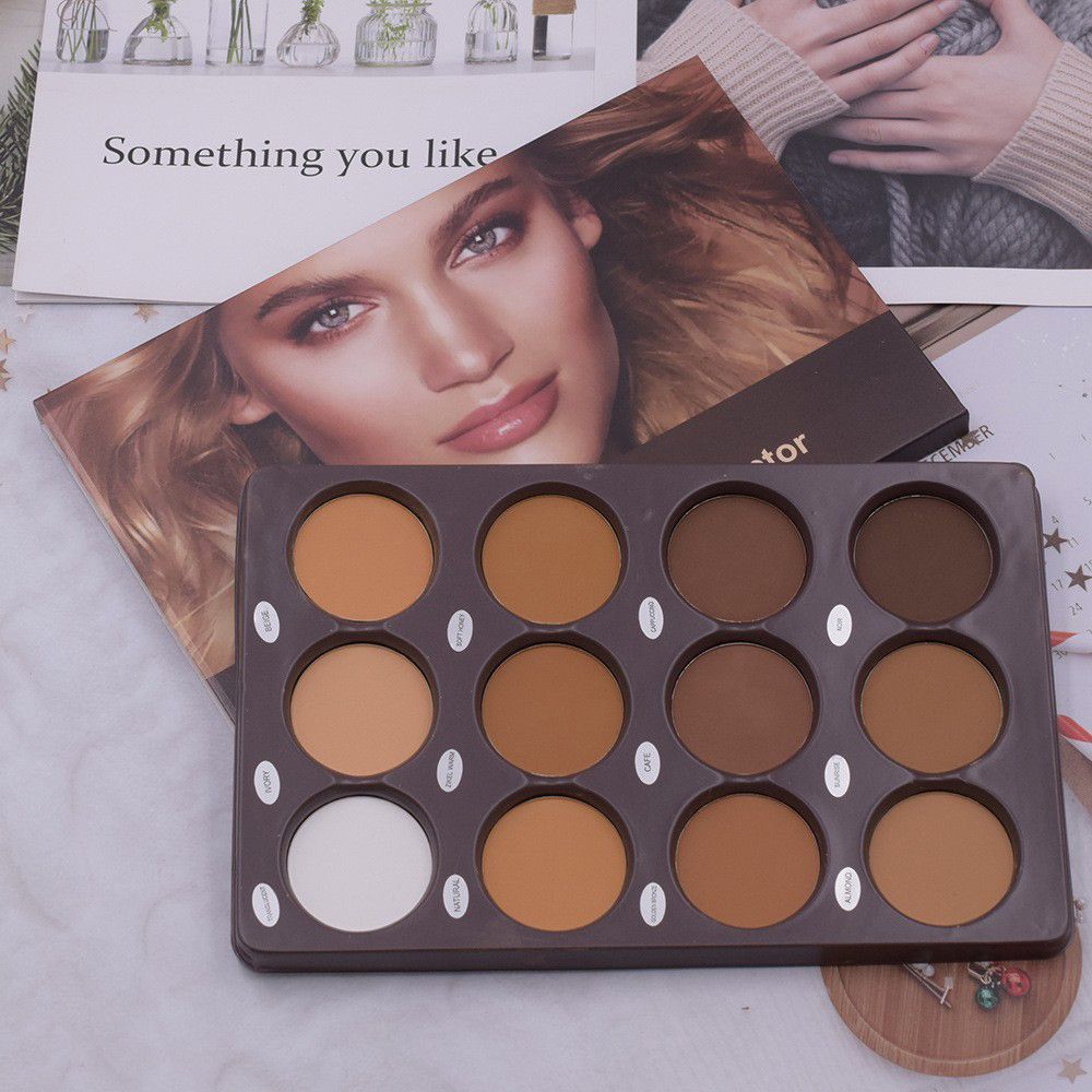 New foundation cream to modify skin tone dual natural color three-dimensional multi-color makeup 12-color makeup