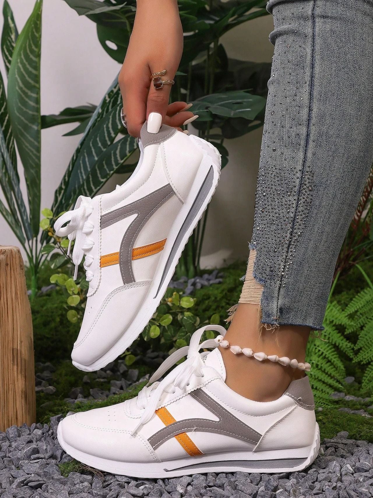 ASSKLO Sneakers Women Large Size New Sports Shoes Women's Small White Shoes Fashion Comfort Sneakers Lightweight Casual Running Shoes trendy shoes tennis shoe ladies shoes leather upper White Red Grey