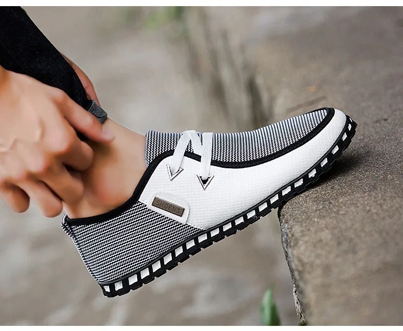 ASSKLO Designer Men's Casual Shoes Fashionable Leather Shoes Lightweight Breathable Sneakers Outdoor Sports Shoes Walking Shoes Canvas Flat Shoes For Parties Dances Wedding Celebration Gifts whtie