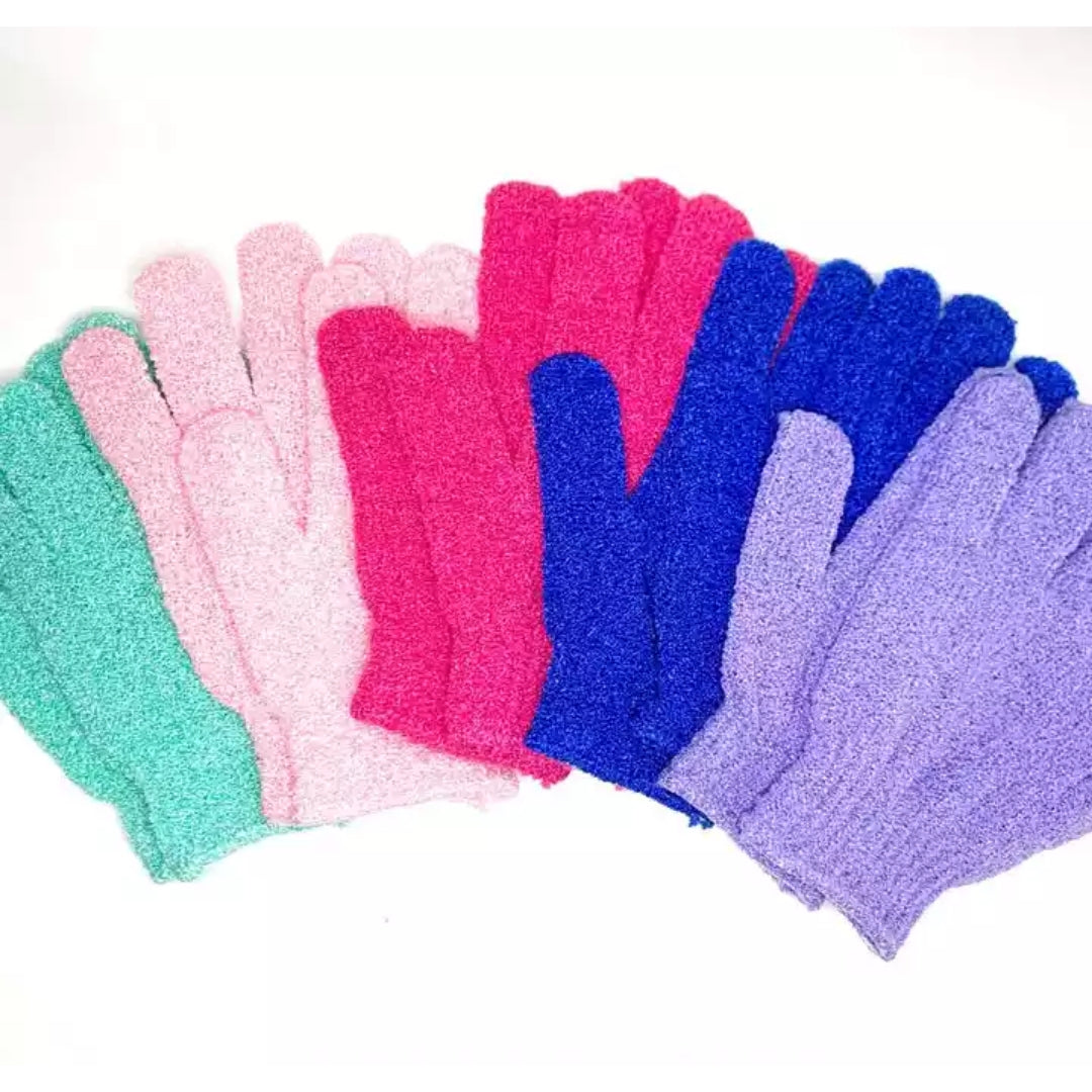 Pair Bath Gloves + Pumice Stone - for Exfoliating Body Scrub Feet Scrub & Dead Dry Skin Callus Remover Hands Scrubber