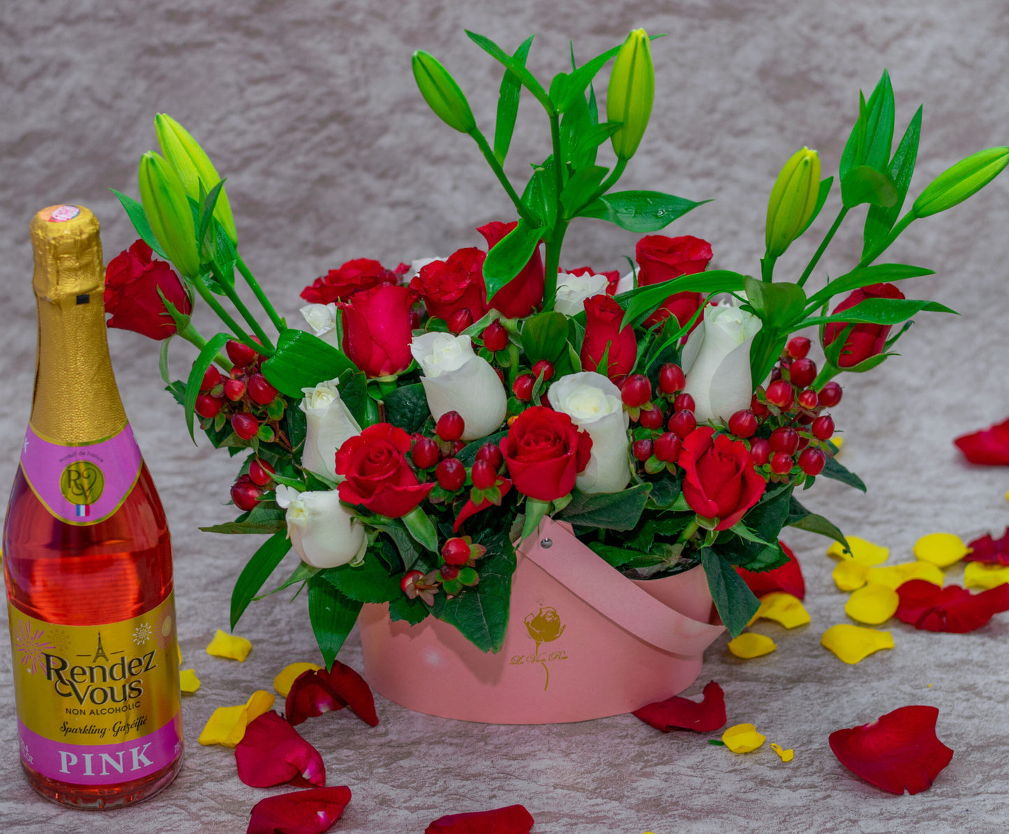 Rose Flowers and Tiger Lilies Basket