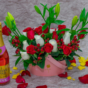 Rose Flowers and Tiger Lilies Basket