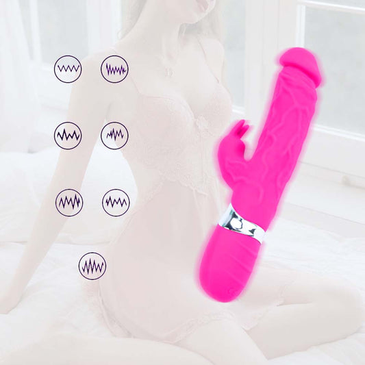 Realistic Dildo Rabbit Veined G Spot Vibrator Rechargeable Waterproof Powerful Vibrating Clit Handhold Massager Adult Sex Toy for Ladies Women