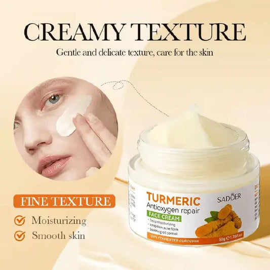 Sadoer Turmeric Cream, Tumeric Cream Anti Oxidation, Face Cream For Deep Moisturizing akin to Vitamin C, Prevents Acne, Oil Control and Soothing, Skin Repair