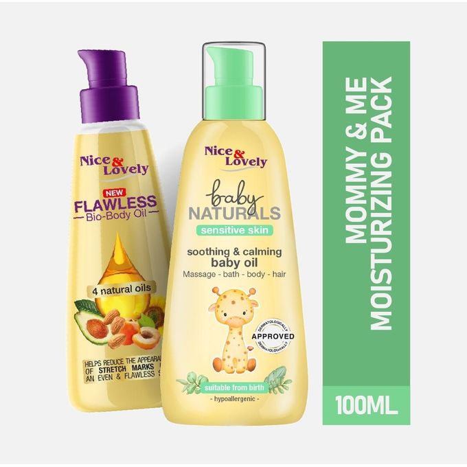 Nice & Lovely Mommy & Me Moisturizing Pack: Body Oil 100ml + Baby Oil 100ml (Pack of 2)