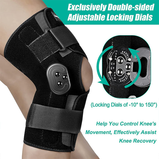 Professional Hinged Knee Brace Adjustable Knee Support with Side Stabilizers of Locking Dials for Knee Pain Arthritis ACL PCL Meniscus Tear Sports Braces Medical Hinged Knee Orthosis