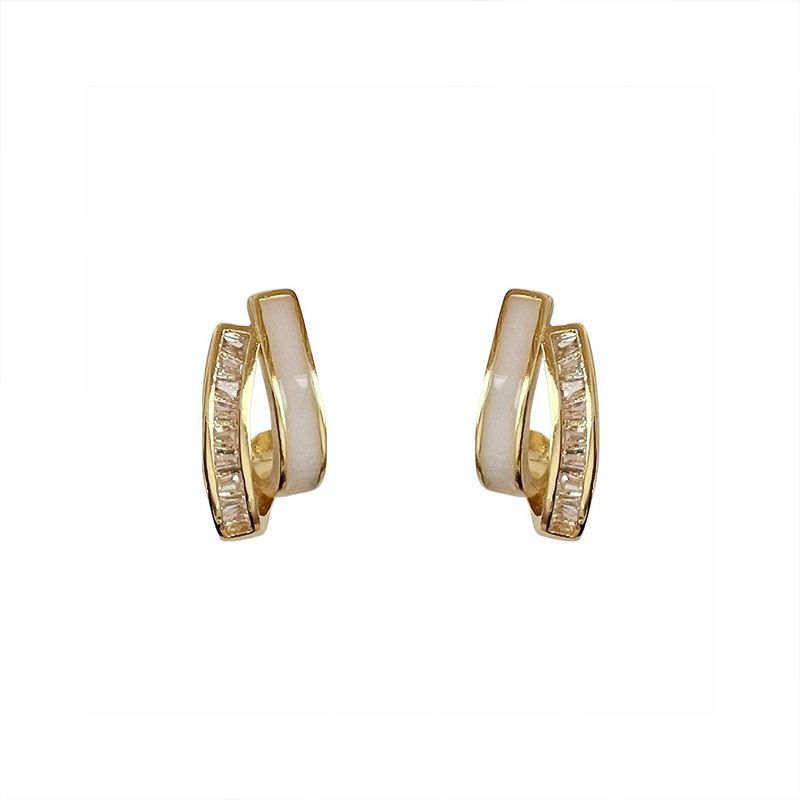 Premium Sense Of Double Layer Earrings New Fashion Female Earrings Simple Temperament Diamond Earrings Elegant Beautiful Silver Pin Earrings