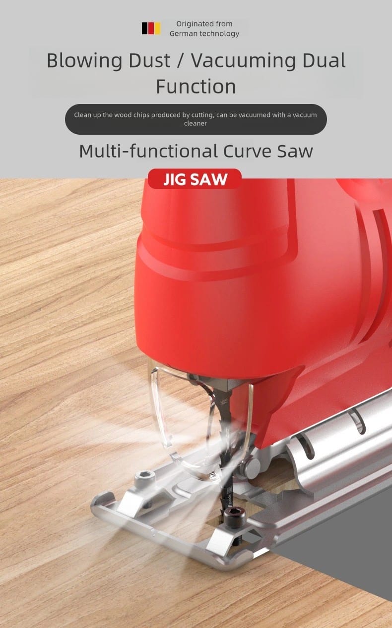 6-Speed Control Electric Jigsaw with 10 Wood Cutting Blades, 45° Bevel Cutting, ,Jig Saw (official standard kit)