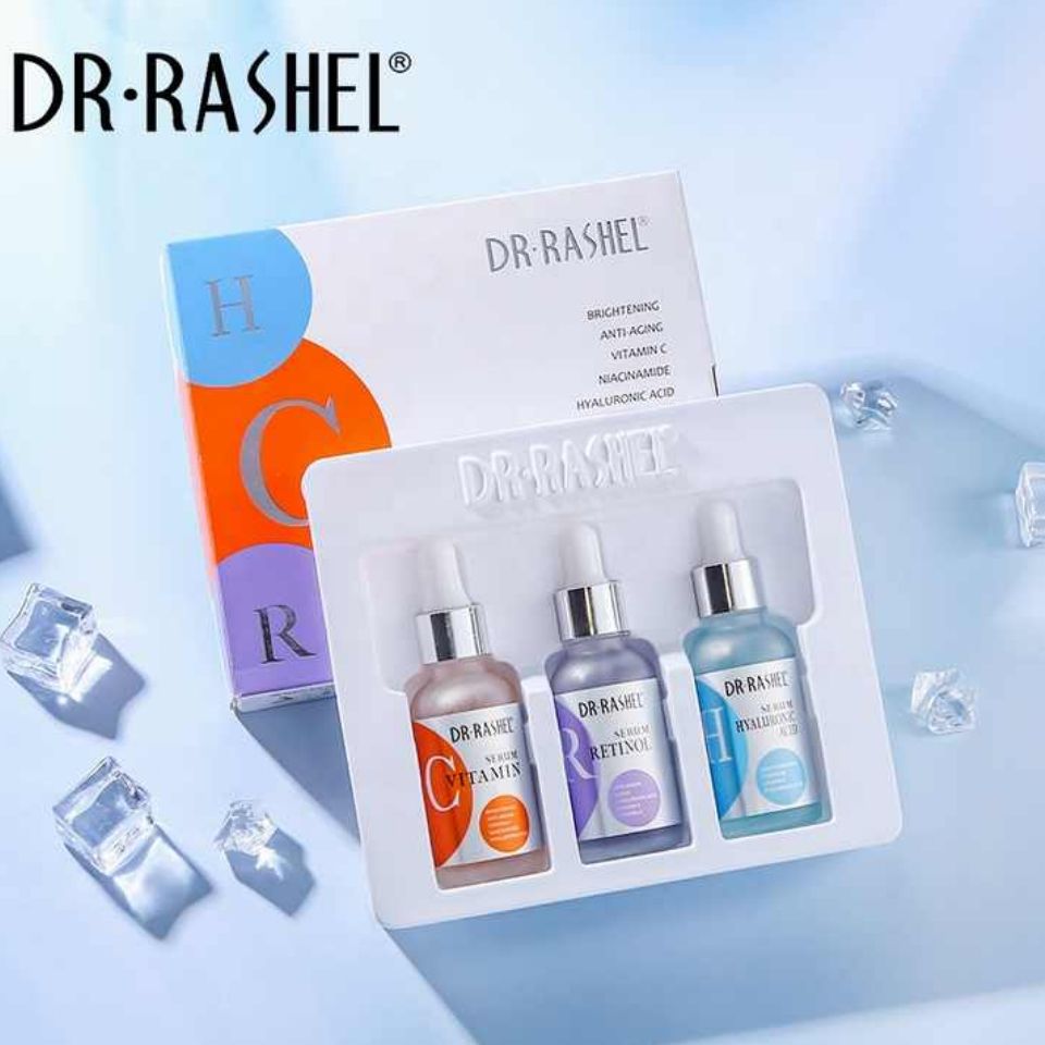 Dr Rashel 3 in 1 Vitamin C , Retinol & Hyaluronic Acid Complete Facial Serum Moisturizing Repair Skin Care Set