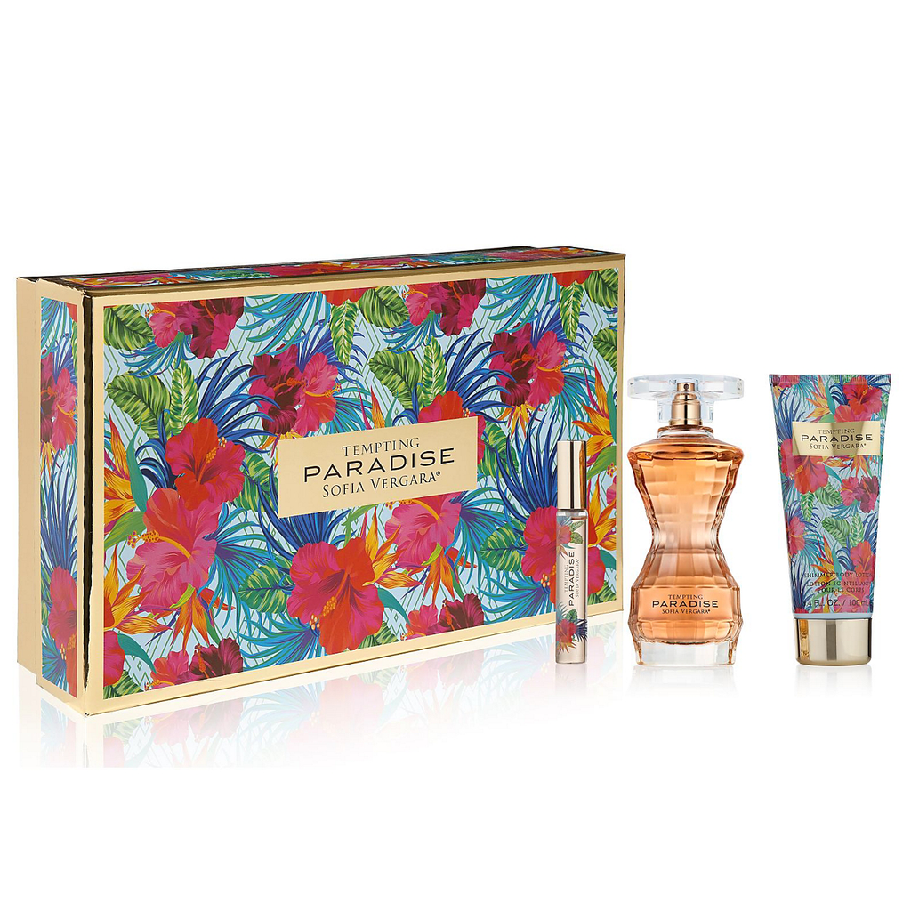 Sofia Vergara Tempting Paradise EDP 3 Piece Gift Set with BL & Roll On