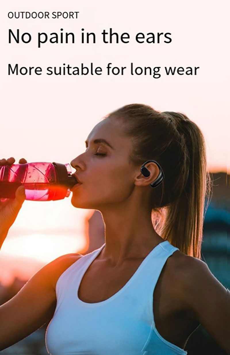 RichRipple JR-2 New Wireless Earphone Clip on Bluetooth-Compatible V5.3 Sports Earbuds Comfortable Digital Display Ear-clip Earphones