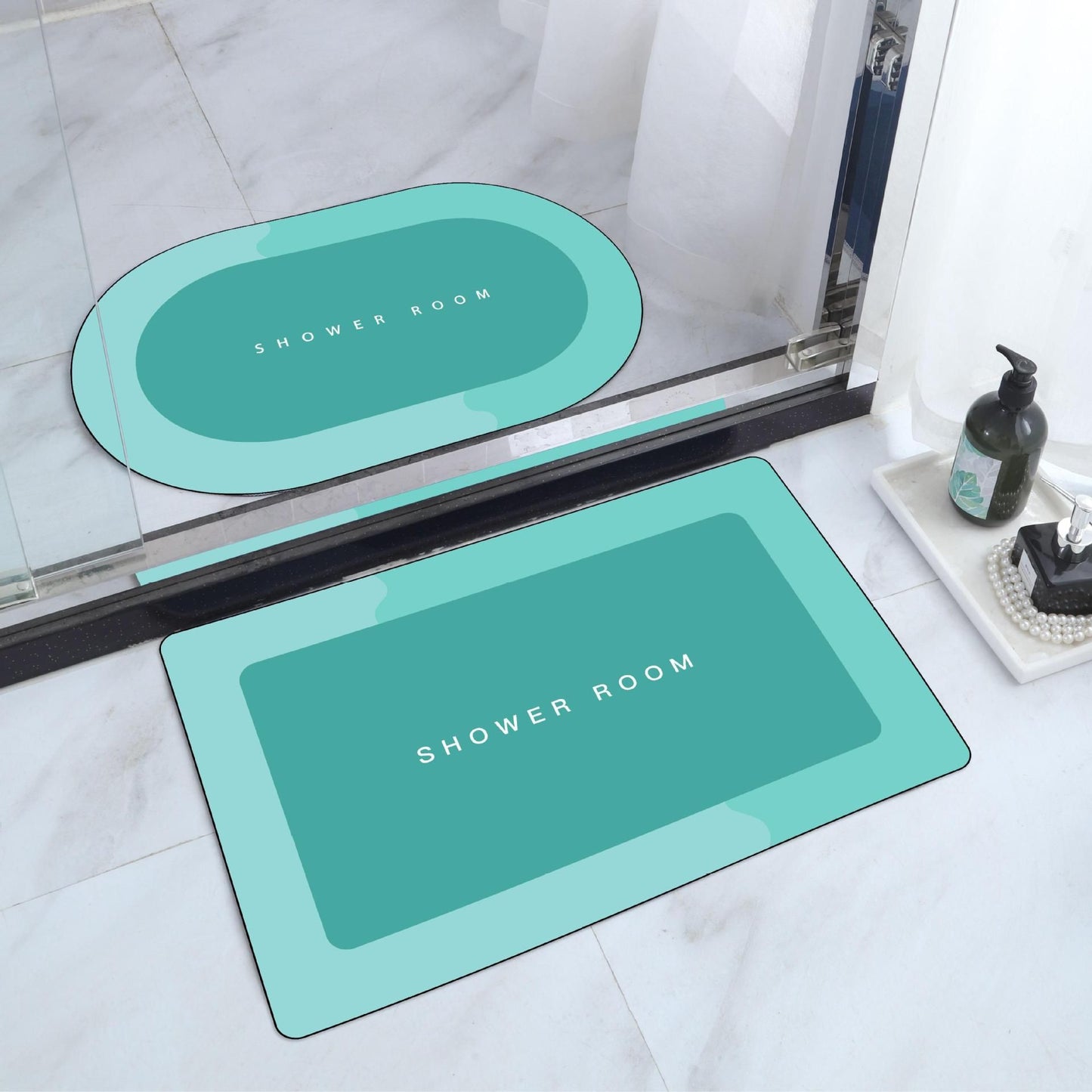 2PCSBathroom non slip floor mat, entrance foyer absorbent floor mat, cross-border household bathroom printed foot mat