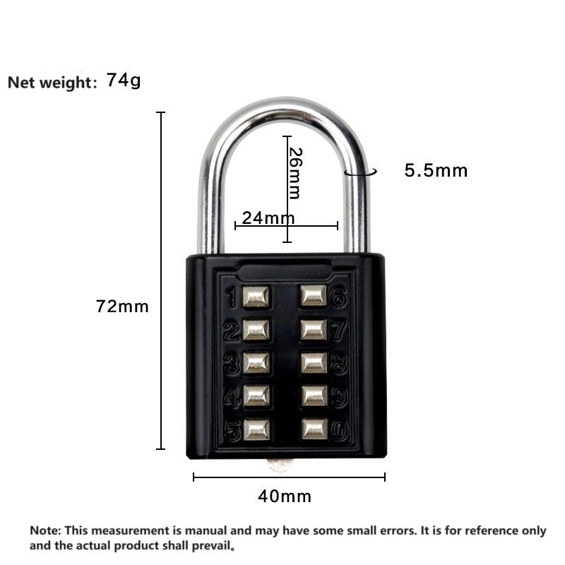 Smart Password Combination Padlock10/8/6 Digits Keypad Lock Outdoor Waterproof Anti-theft Safe Padlock Hasp Mini Code Padlock For School Office Luggage Door Lock Cabinet File Box Locker Toolbox Fence