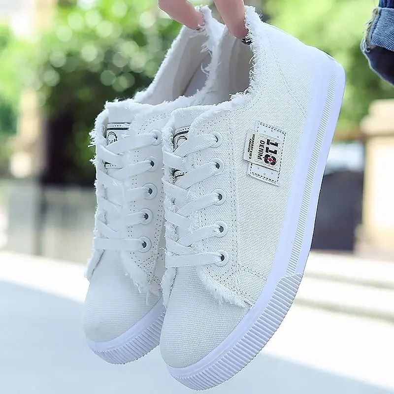 ASSKLO rubber flat shoes canvas shoes sports shoes classic women's shoes ladies shoes slip resistant breathable denim casual shoes running shoes student girl sneakers fashion gifts black blue white