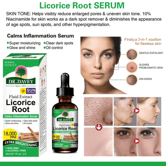 Dr. Davey Licorice Root Serum Fruit Fluid Extract Calms Inflammation Brightening Fade Dark spots Oil Control Anti-inflammatory