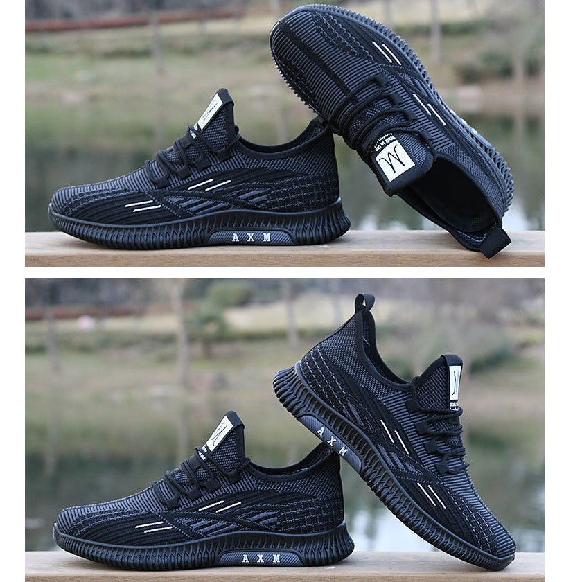 New Arrivals Men's Sports Shoes Sneakers Flying Weave breathable and anti-slip Casual Shoes black