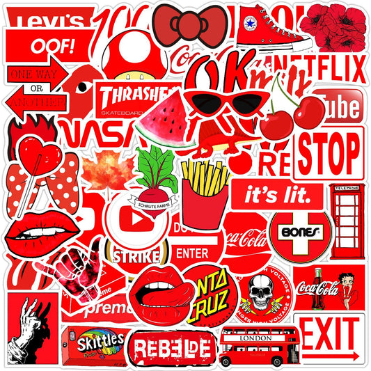 ZHJH Stickers in multiple styles trendy styles selected by fans student stickers luggage notebook tea cup cat big red bright and bright styles