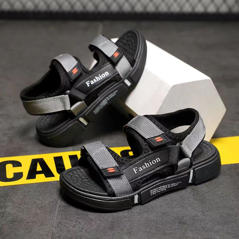 ASSKLO Large Size Men's sandals New fashion summer men's wear-resistant non-slip anti-odor driving shoes can soak couple beach shoes open shoes Black Grey shoes