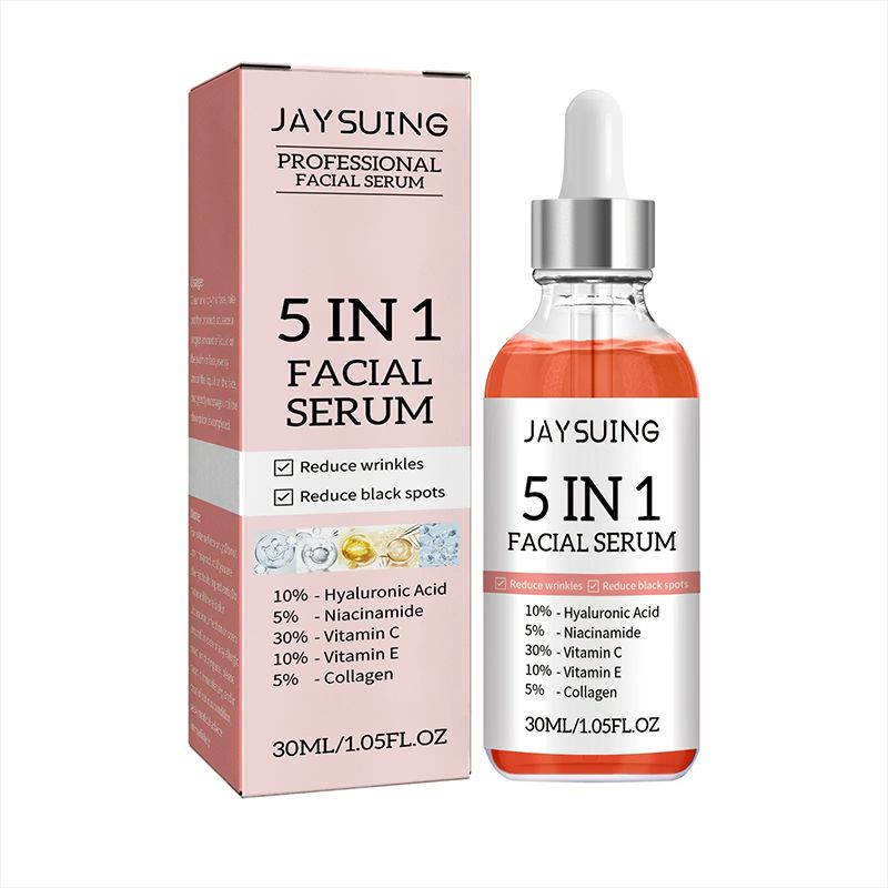 5 in 1 Face Serum Anti-wrinkle Hydrating Hyaluronic Acid Serum Vitamin C Facial Essence Lightening Spots Vitamin E Essence Smoothing and Brightening Care Niacinamide Collagen Hydrating and Moisturizin