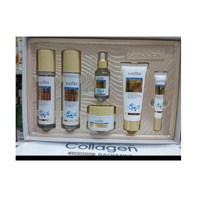 Set of skincare products in a SADØER branded box on a white background