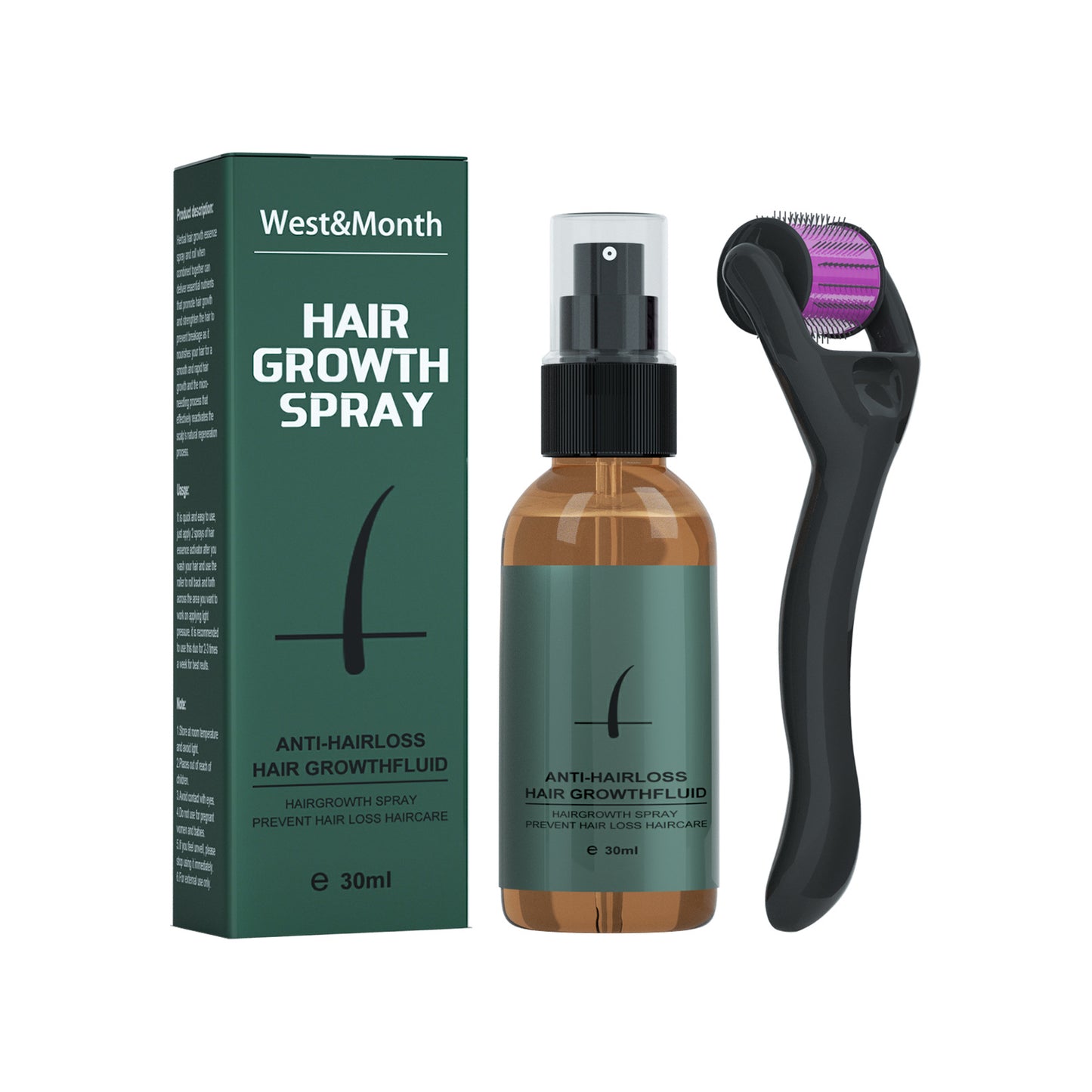 Men Beard Growth Spray Roller Set Moisturizing Spray Nourishing Enhancer Facial Hair Growth Beard Mustache Care Growth Essence