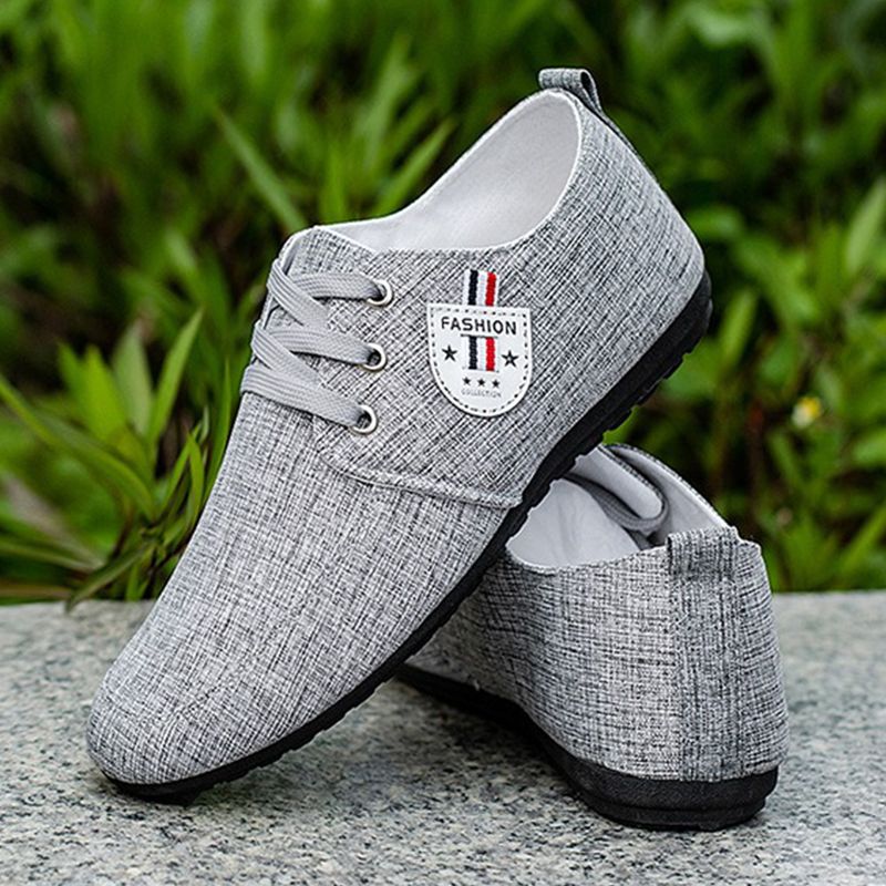 ASSKLO men's shoes bean Shoes canvas shoes soft soled Man Sneakers Sports Casual Flat Loafers rubber flats shoe slip on feet lazy shoes youth trendy shoesrunning shoes sole Breathable lightweigh Grey
