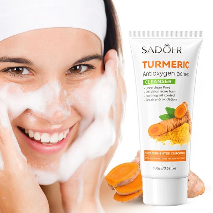 Turmeric Face Wash Deep Cleansing Remove Blackhead Acne Shrink Pores Facial Cleanser Oil Control Whitening Cleanser