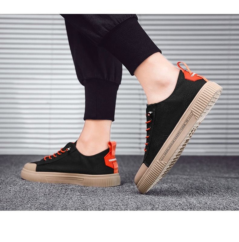 ASSKLO Premium shoes Men shoes canvas shoes breathable men's shoes trendy shoes shoes versatile trendy board shoes casual shoes Black