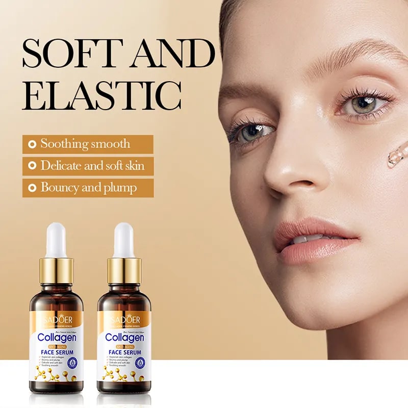 SADOER Collagen Face Serum For Skin Tightening Like Vitamin C, Helps Lift, Plump & Firm Sagging Skin Serums For Skin Care Anti Wrinkle Boost, Fragrance Free Pure Natural Active Collagen Face Serum