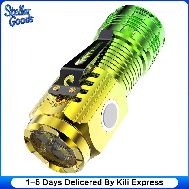 Strong Light Three-eye Rechargeable Flashlights Portable Long-lasting LED Light Multi-speed Adjustment Strong Light Long Shot Outdoor Lighting Torches Camping Light Emergency Work Light