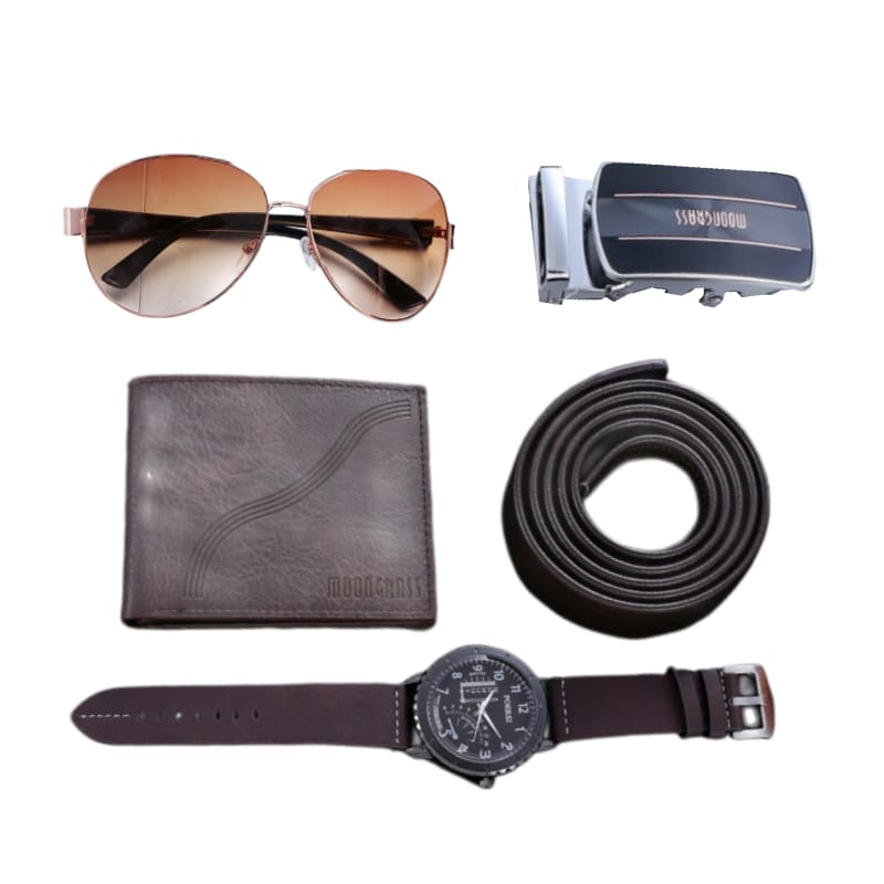 4Pcs Luxury Men Gift Set Business Luxury Gift Box Watch Wallet Belt Glasses For Men Gift