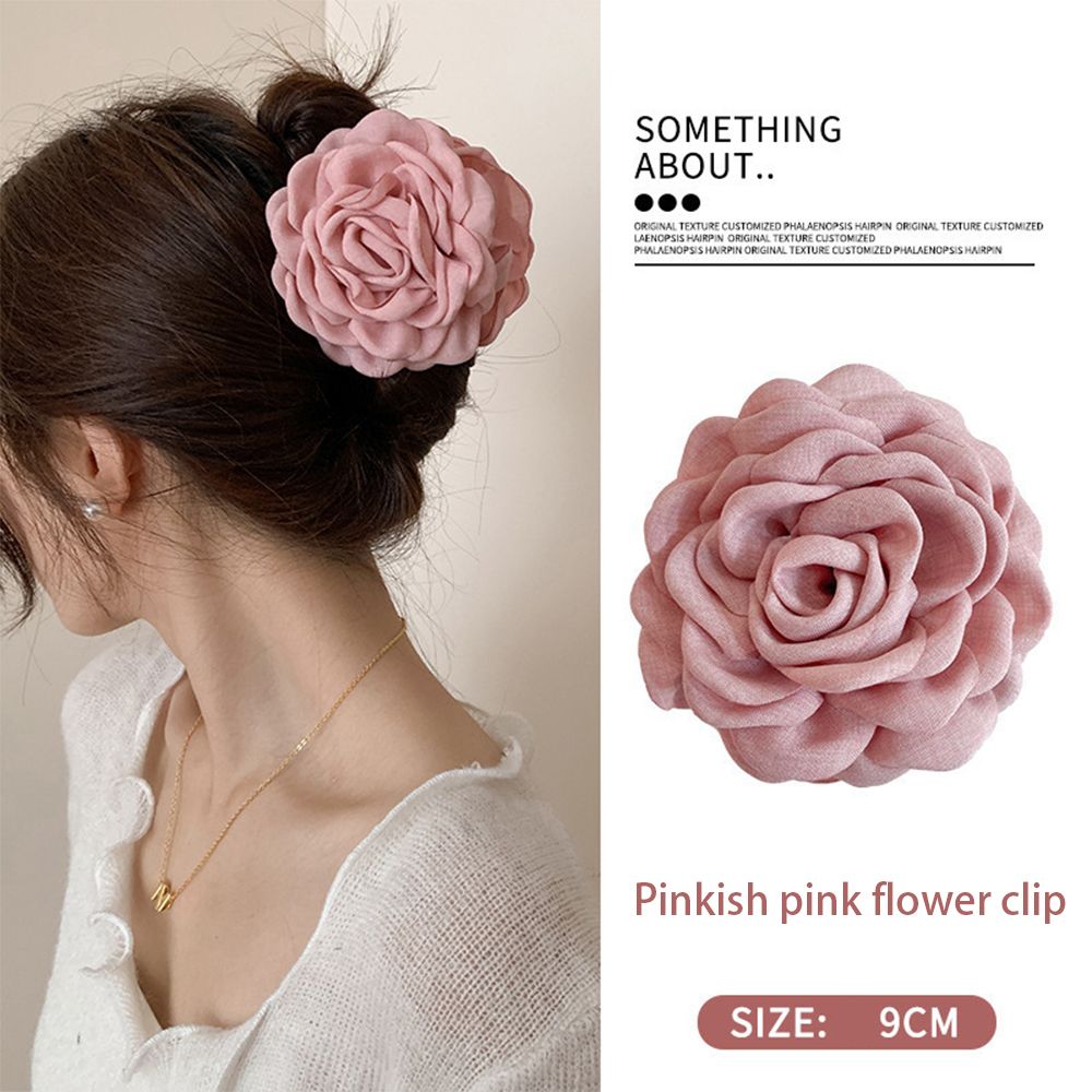 Rose Grab Clip Flower Headpiece New Back Head Clip Disc Hair Flower Headpiece Women's Disc Hair Grab Clip Beach Vacation Style Shark Clip Headpiece