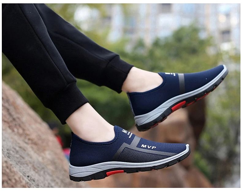 ASSKLO Men Shoes Loafers Anti Foot Odor Shoes Breathable Sneakers Driving Shoes Rubber Sole Light Mesh Walking Shoes Man Slip on Casual Shoe Shoe Flats Male Sports Shoes Canvas Shoes Cloth Shoes blue