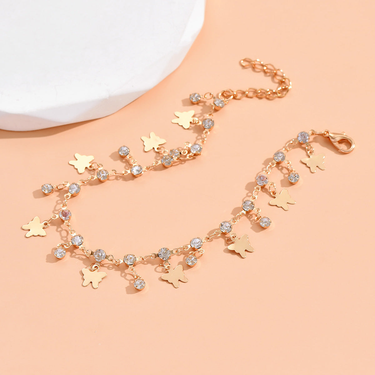 European and American jewelry anklet Retro ethnic Bohemian beach anklet jewelry with diamond butterfly pendant anklet female