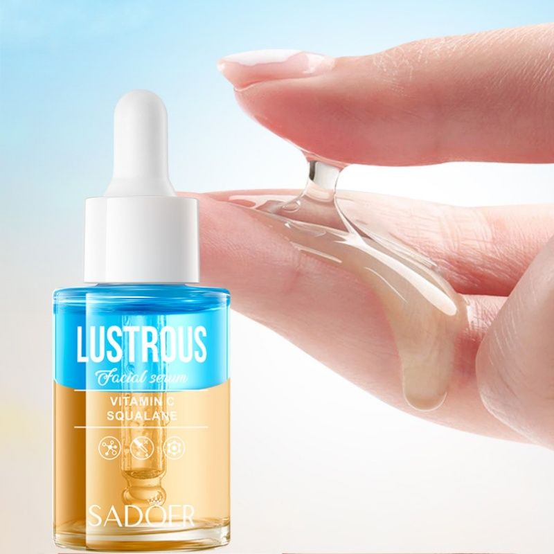 2 in 1 SADOER Vitamin C Squalane Lustrous Facial Serum + Hyaluronic Rosehip Oil Hydrating Facial Serum for Intensive Hydration, Even Skin Tone, Moisturizing, Soothing , Nourishing