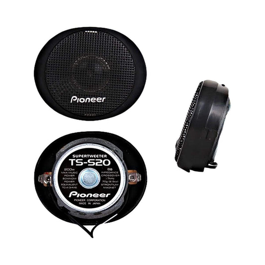 Pioneer TS-S20 200W High Power Car Tweeter Speaker System – 3/4'' Dome, Super Clear Sound, 20mm Mini Metal Dome Tweeters, Black, Universal Fit for Car Audio Upgrade, Crisp Treble, Durable Design