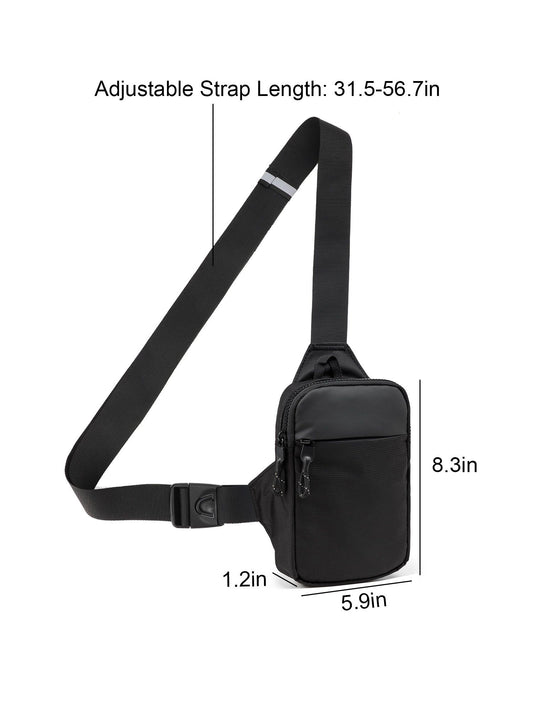 Mini Crossbody Sling Bag Chest Bag Dual Pocket Water Resistant Fanny Pack Running Phone Holder for Men Women Workout Travelling