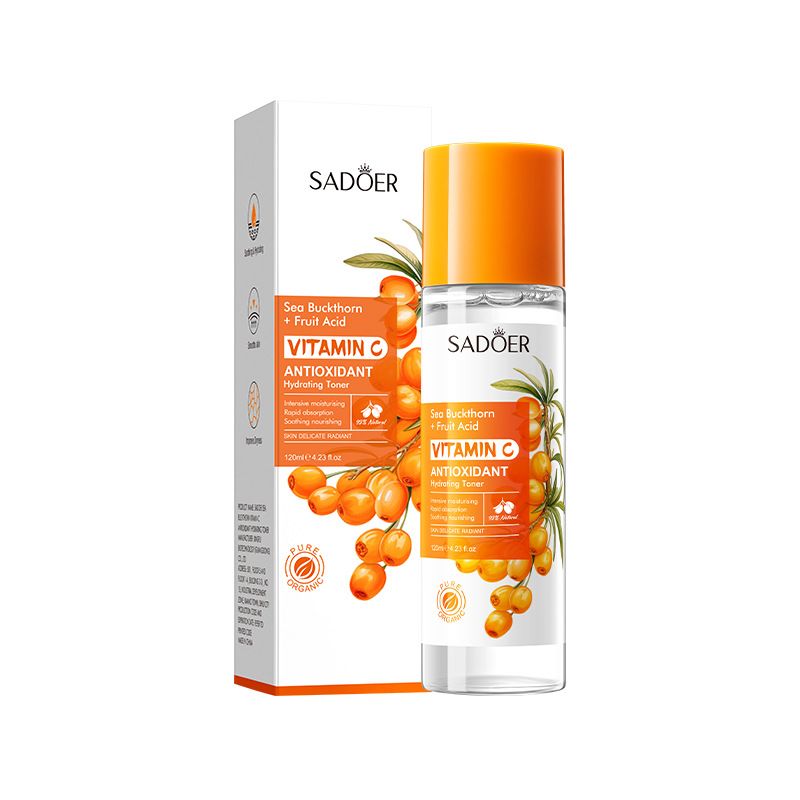 SADOER Sea Buckthorn + Fruit Acid Vitamin C Toner, Anti Oxidant Vitamin C Face Toner, Hydrating Toner , for Intensive Moisturising, Soothing and Nourishing, Rapid Absorption, Makes Skin Delicate Radia