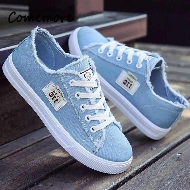 ASSKLO rubber flat shoes canvas shoes sports shoes classic women's shoes ladies shoes slip resistant breathable denim casual shoes running shoes student girl sneakers fashion gifts black blue white
