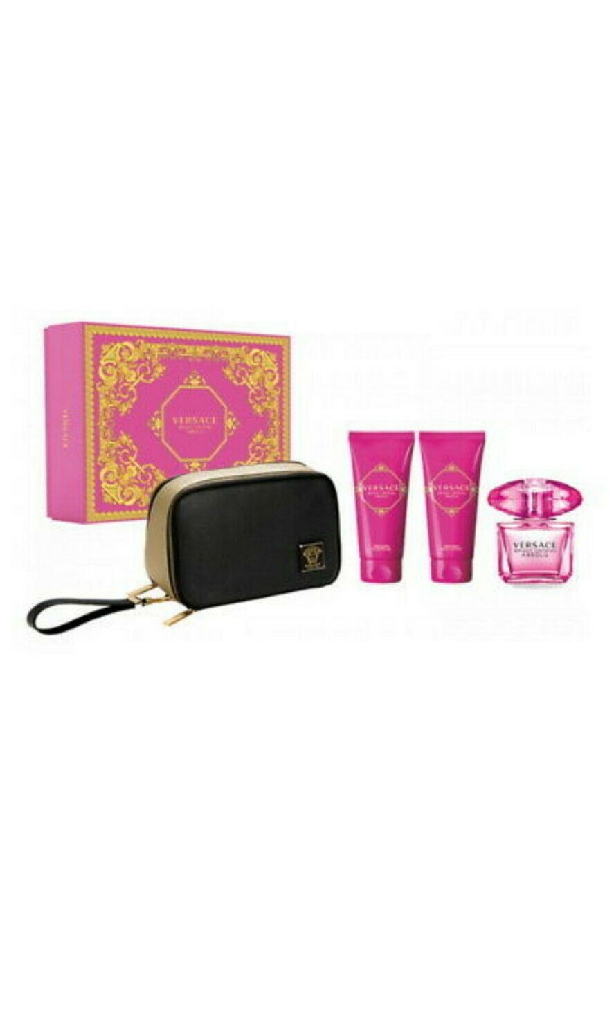 Versace Bright Crystal Absolu 4 Piece Gift Set with Pouch,SG & BL